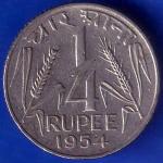 Government Of India 1954 Quarter Rupee Coin ANH1191