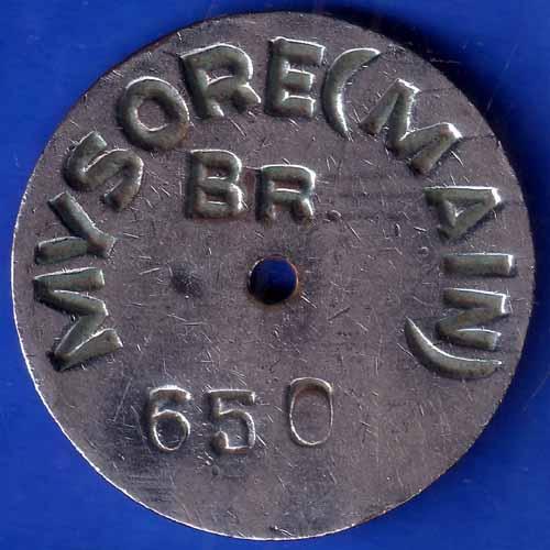 Bank Token State Bank Of India MYSORE MAIN BR. 650 ANH1194