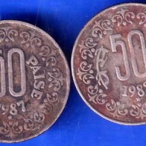 Set Of 2 Coins Republic India 50 Paise ANH594