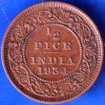 British India 1934 George V King Emperor Half Pice Coin ANH1663