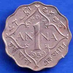 British India 1939 Bombay Mint George VI King 1 Anna Coin ANH3408
