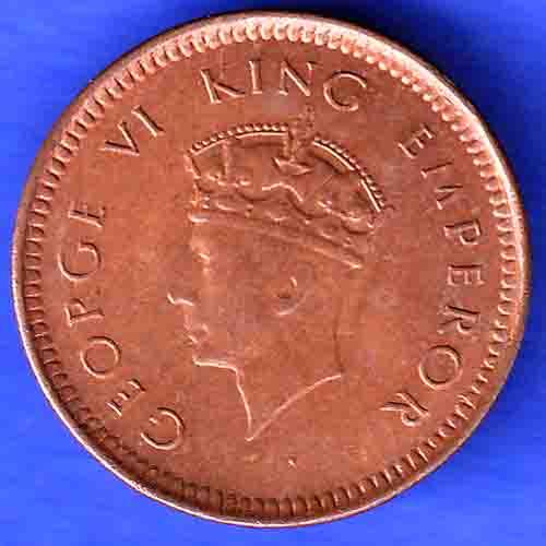 BRITISH INDIA 1939 GORGE VI KING 1/2 PICE BOMBAY MINT RARE COIN HSK211