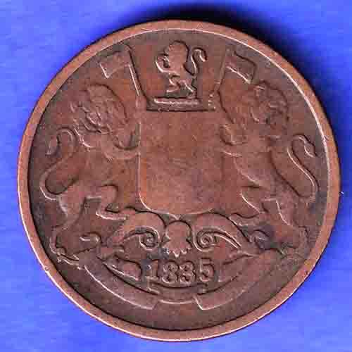 East India Company 1835 One Quarter Anna Copper Coin HSK558