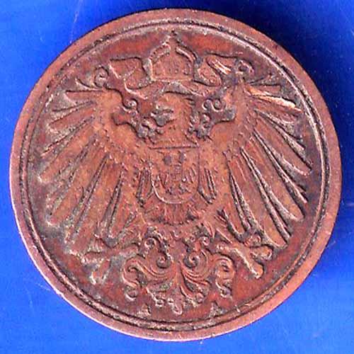DEUTSCHES REICH 1890 1 PFENNIG RARE COPPER COIN ANH3011