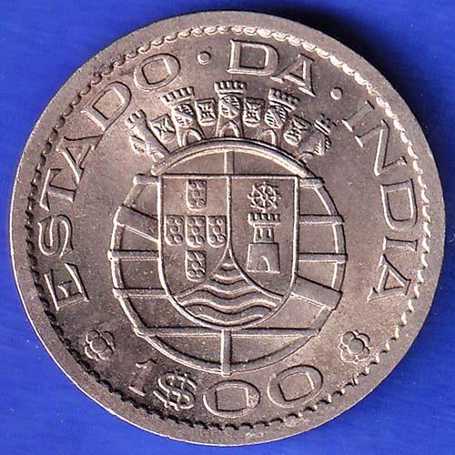 PORTUGUESE INDIA GOA 1 ESCUDO 1959 COIN ANH3258
