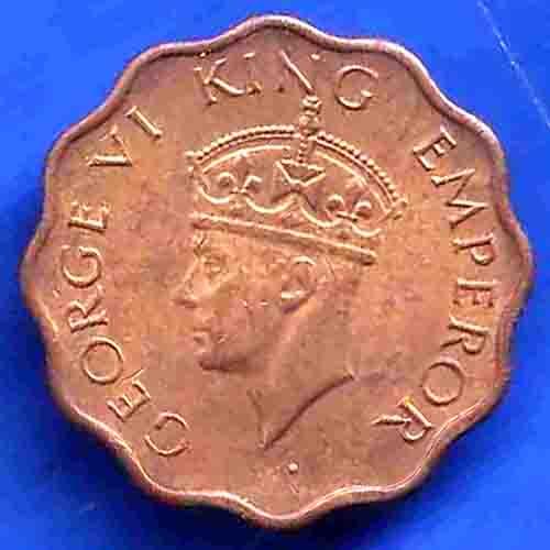 British India 1943 George Vi King One Anna Coin ANH3409