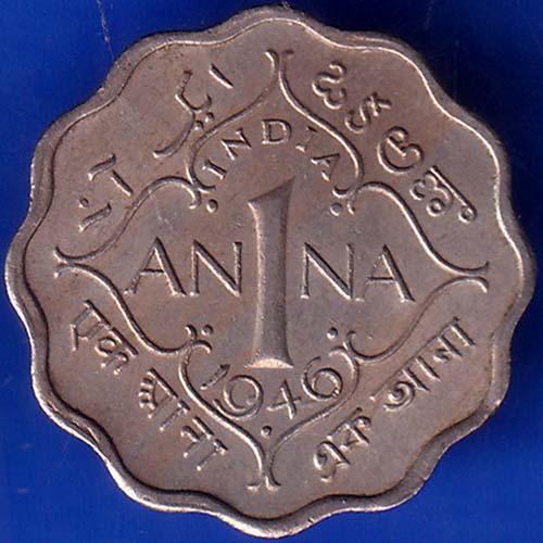 British India 1946 George VI King 1 Anna Coin ANH310
