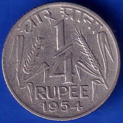 Government Of India 1954 Quarter Rupee Coin ANH1179