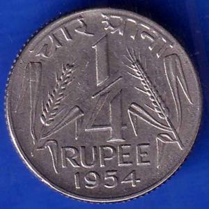 Government Of India 1954 Quarter Rupee Coin ANH1181