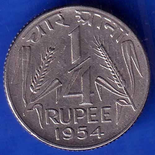 Government Of India 1954 Quarter Rupee Coin ANH1181