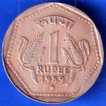 Republic India 1989 HYDERABAD Mint One Rupee Coin ANH1561
