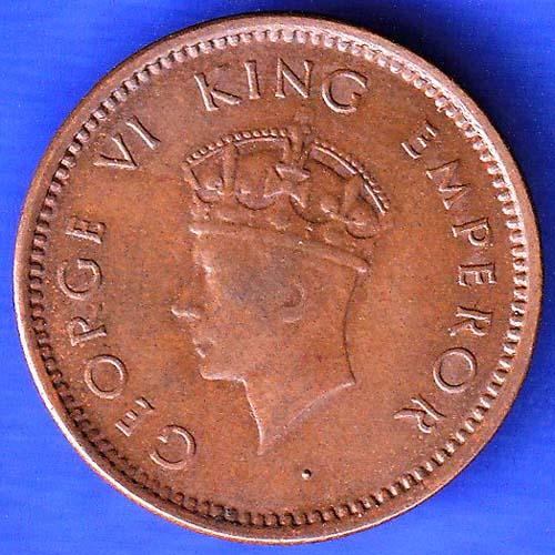 BRITISH INDIA 1939 GORGE VI KING 1/2 PICE BOMBAY MINT RARE COIN ANH3209