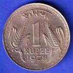 Republic India 1978 One Rupee bombay mint Coin HSK364