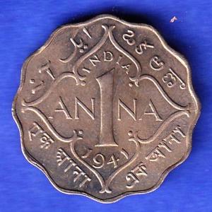 British India 1941 George VI Bombay Mint King One Anna Coin HSK461