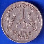 Goverment of India 1956 half rupee BOMBAY MINT COIN ANH1761