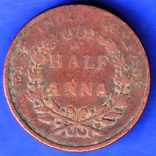 East India Compnay 1835 Half Anna Copper Coin ANH3162