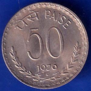 Republic India 1976 Bombay Mint 50 Paisa Coin ANH414