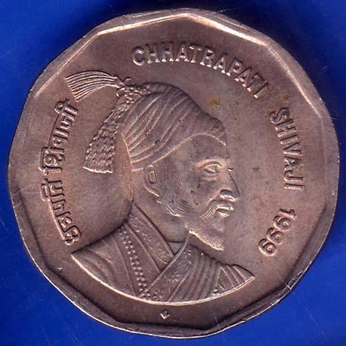 Republic India 1999 Chhatrapati Shivaji 2 Rupee Coin ANH810