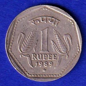 republic india 1989 HAYDRABAD mint one rupee coin:- SB102