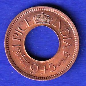 British india king george vi 1945 bombay mint  one pice beautiful copper Coin :-SB111
