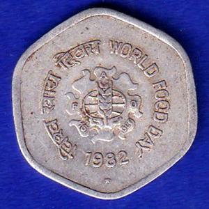 REPUBLIC INDIA 1982 WORLD FOOD DAY 20 PAISA HYDRABAD MINT "UNC" RARE COIN–SB177