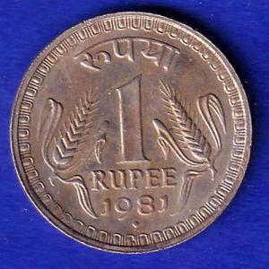 Republic India 1981 One Rupee BOMBAY MINT Coin :-SB118