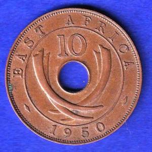 East Africa 10 Cents 1950 COPPER COIN –SB143