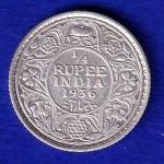 British India  1936 George V 1/4 Rupee Silver coin – SB145