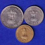 SET OF 3 REPUBLIC INDIA  20 PAISA 50 PAISA AND ONE RUPEE :- SB146