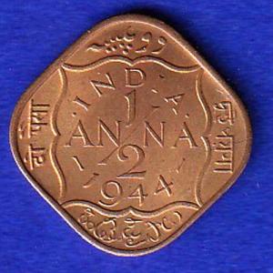 British India 1944 George VI King HALF Anna Coin:-SB150