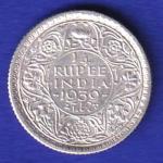 British India 1939 George VI King 1/4 rupee silver coin :- SB 16
