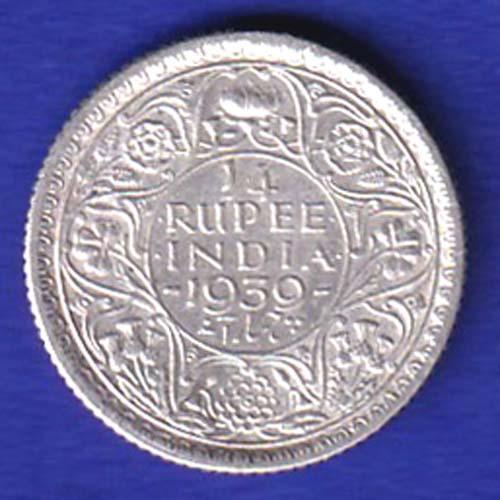 British India 1939 George VI King 1/4 rupee silver coin :- SB 16