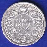 British India  1936 George V 1/4 Rupee Silver coin – SB161