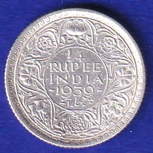 British India  1936 George V 1/4 Rupee Silver coin – SB162