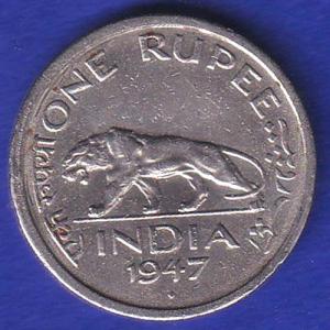 BRITHISH INDIA 1947 GORGE VI KING EMPEROR ONE  RUPEE bombay  mint coin :- SB142