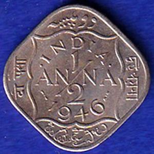 british india 1946 george vi half annas "UNC" coin– SB168