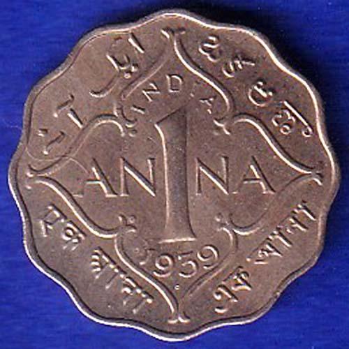 British India 1939 George VI King 1 Anna Coin -SB170