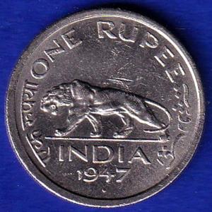 george vi king emperor 1947 one rupee BOMBAY MINT coin – SB171