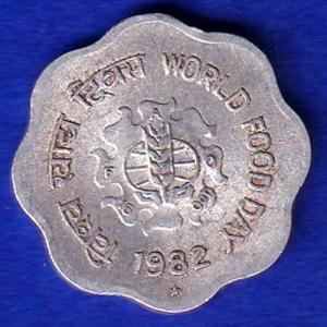 REPUBLIC INDIA 1982 WORLD FOOD DAY 10 PAISA HYDRABAD MINT  COIN– SB199