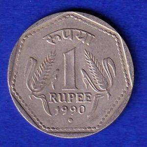republic india 1990 noida mint one rupee coin:- SB204