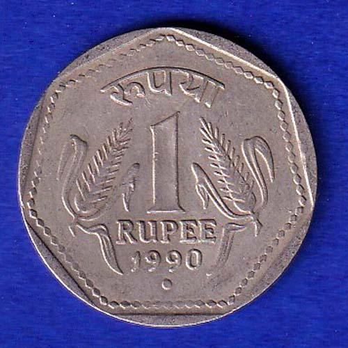 republic india 1990 noida mint one rupee coin:- SB204