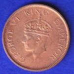 BRITISH INDIA 1942 GEORGE VI ONE QUARTER ANNA :- SB 20