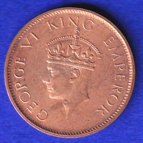 BRITISH INDIA 1942 GEORGE VI ONE QUARTER ANNA :- SB 20