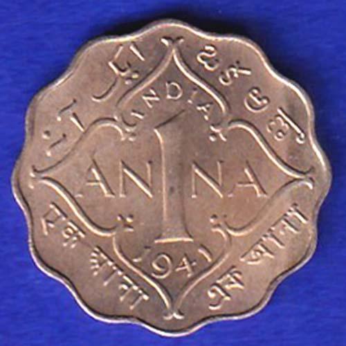 BRITISH INDIA 1941 GEORGE VI 1 ANNA RARE COIN :- SB 21