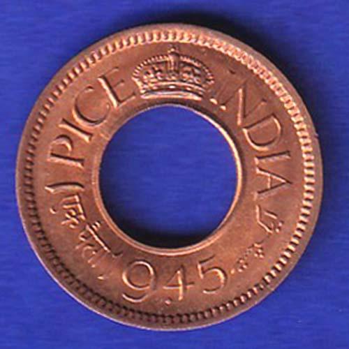 British india king george vi 1945 one pice beautiful copper Coin :-SB24