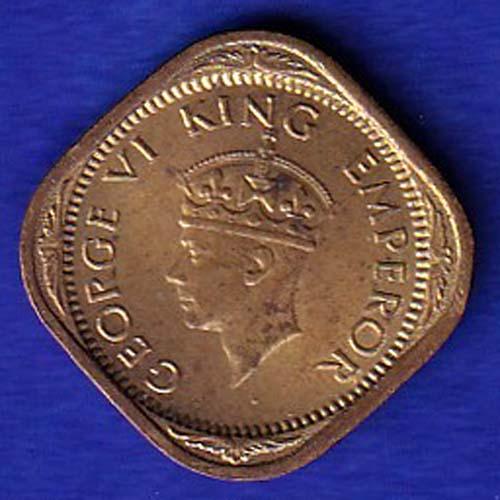 BRITISH INDIA 1944 GEORGE VI 1/2 ANNA COIN- SB43
