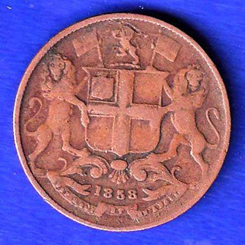 INDIA BRITISH EAST INDIA COMPANY 1858 1/4 ANNA XTRA FINE SB-83