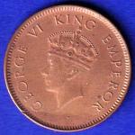 BRITISH INDIA 1939 ONE QURTER ANNA GEORGE VI COPPER COIN:-SB87