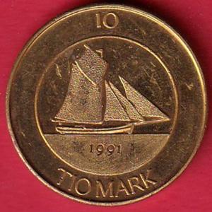 Finland 10 Markkaa Aland 1991 tio deler tio mark :-SB8