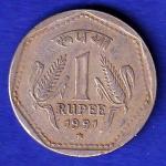 republic india 1991 HYDRABAD mint one rupee coin:- SB94